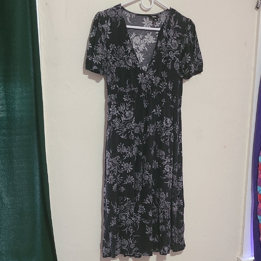 Floral Black and Gray Dress